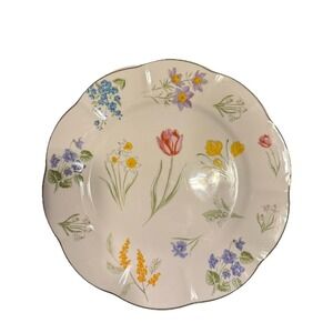 4 Grace Teaware Beautiful Spring‎ Flowers Gold Scalloped Border 8" NEW